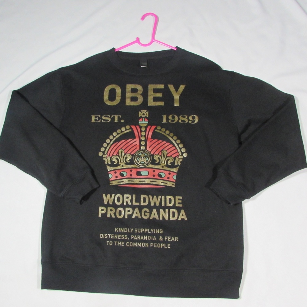 OBEY Black Sweater Size L WORLDWIDE PROPAGANDA